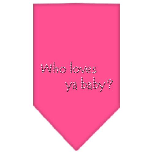 Who Loves Ya Baby Rhinestone Bandana Bright Pink Small